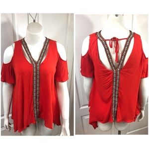 Sugar + Lips Cold Shoulder Blouse